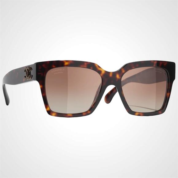 New CHANEL Sunglasses Brown Butterfly Gold Polarized Brown Lens